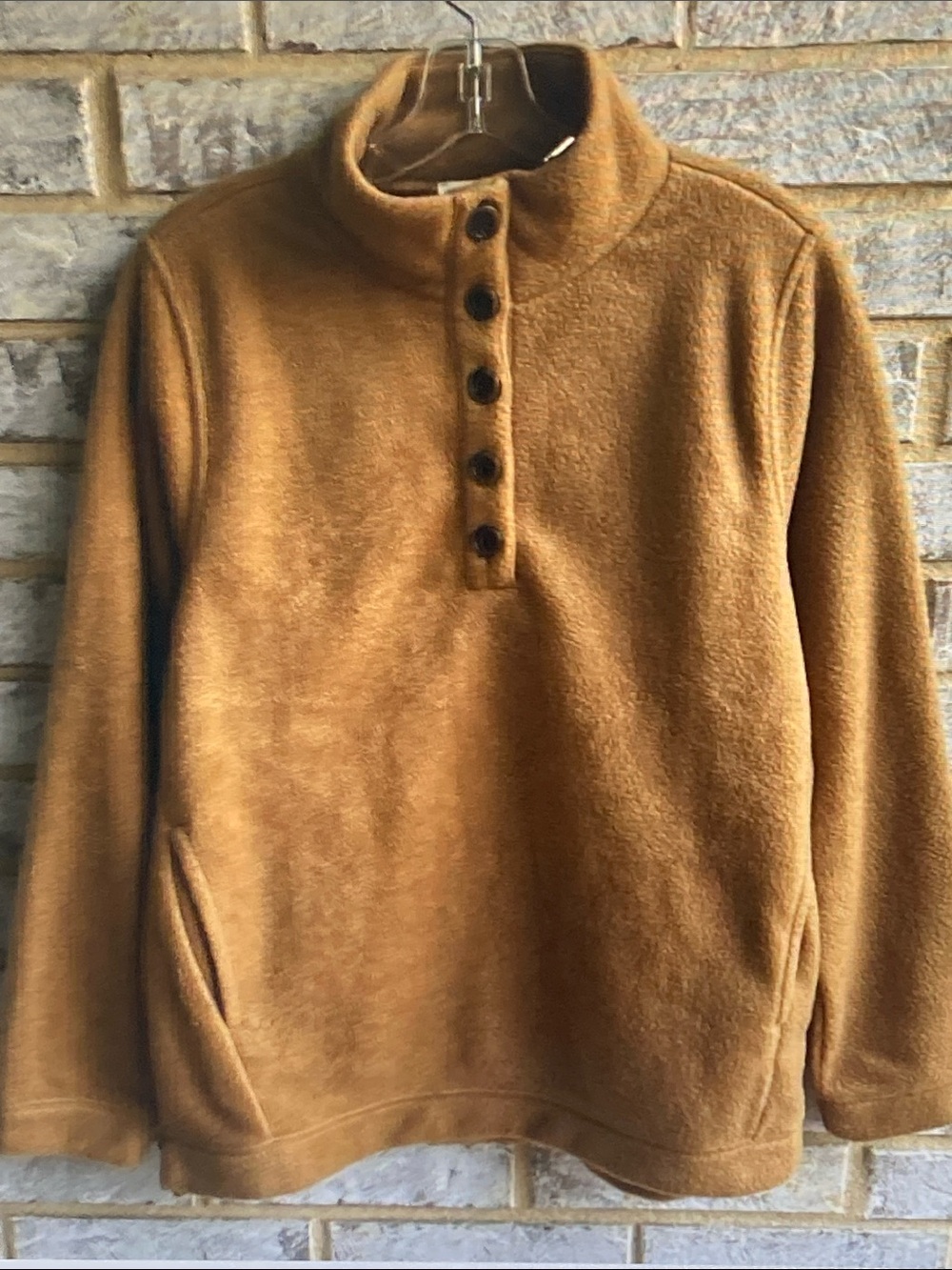 J. Crew Caramel Fleece Henley Pullover